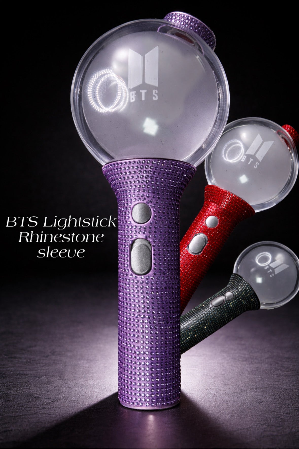 3d printed BTS lightstick rhinestone sleeve and cap